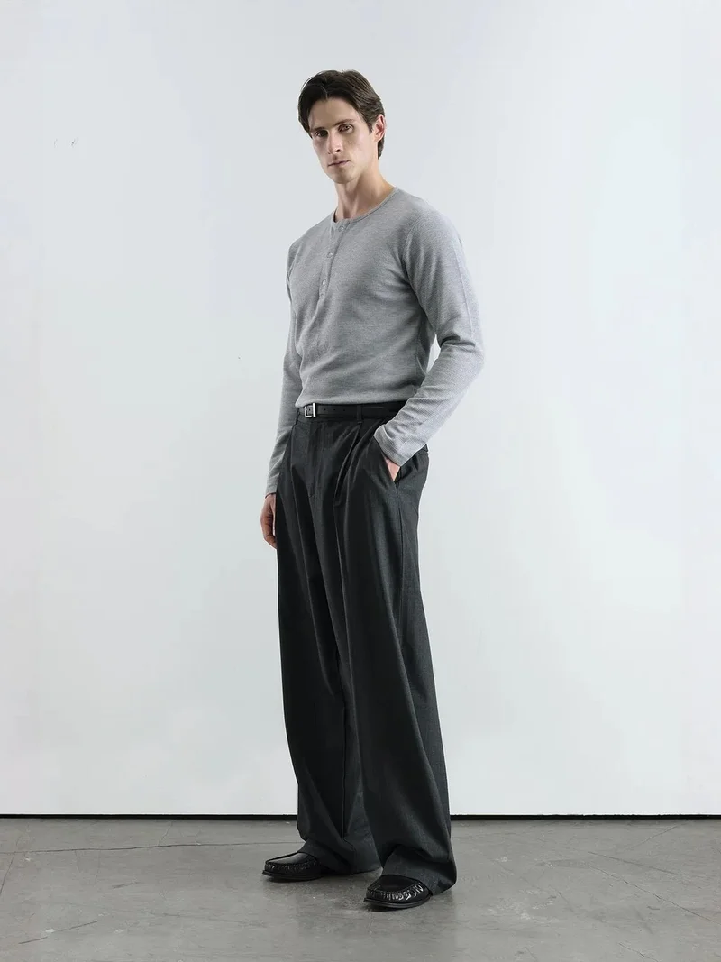 Giesto Black GIESTO Men's Striped Palazzo Pants with Pleats for Men | Best Price UAE